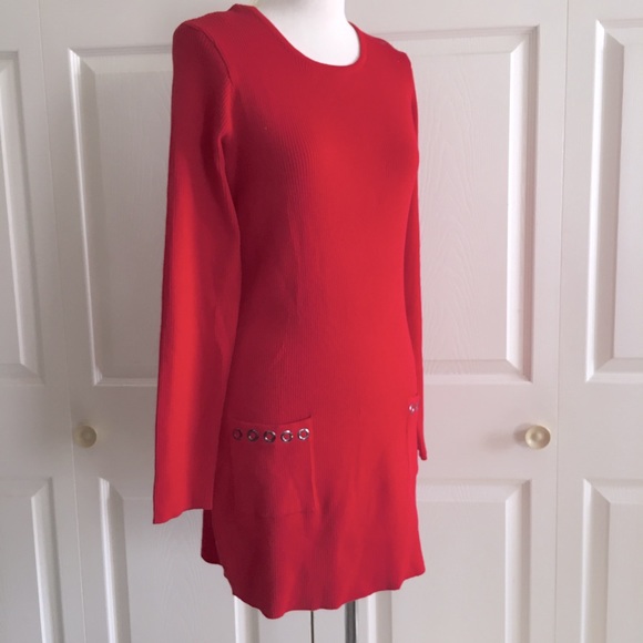 ALYX Women's Red Knit Long Sleeve Dress With Pockets X Large XL - Picture 6 of 6